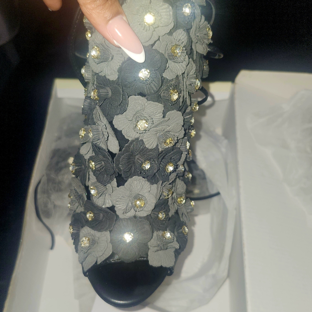 Elegant Floral Embellished Heels